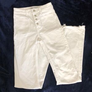 Zara White High Waisted Bell Bottom Jeans